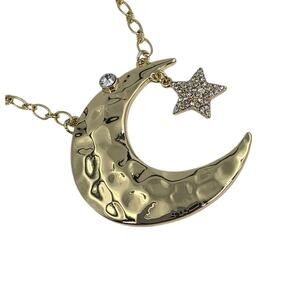 Heidi Daus "Twinkling Crescent" Crystal & Chain Crescent Moon Long Necklace NIB